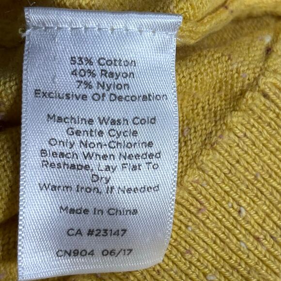 Talbots Petites Yellow Fox Sweater Monocle Top Hat Scarf Pullover Crewneck Knit - Picture 7 of 9